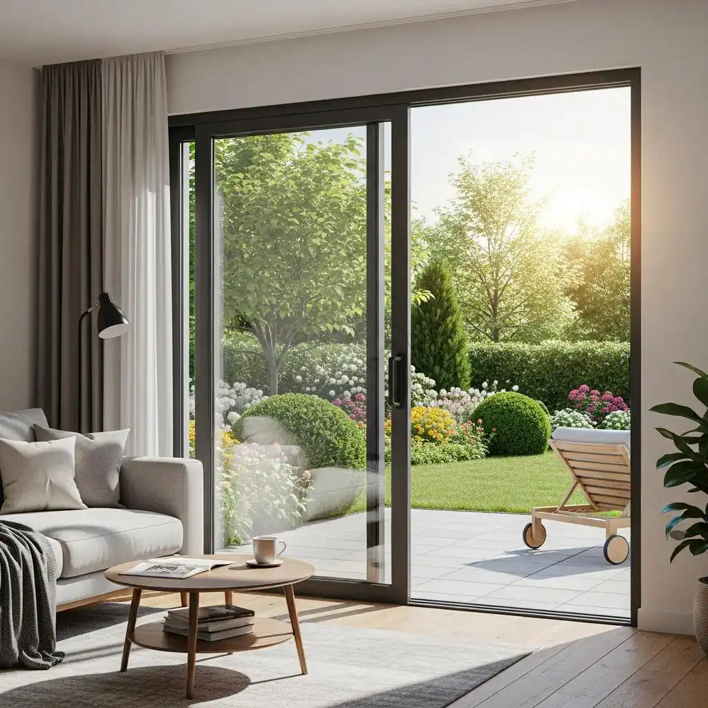 Modern patio door with garden view in Addison, IL